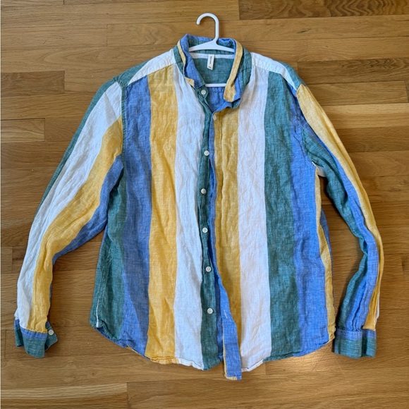 Striped Multicolor Men's or oversize women's Shirt vintage 90s y2k layering top - Picture 5 of 5